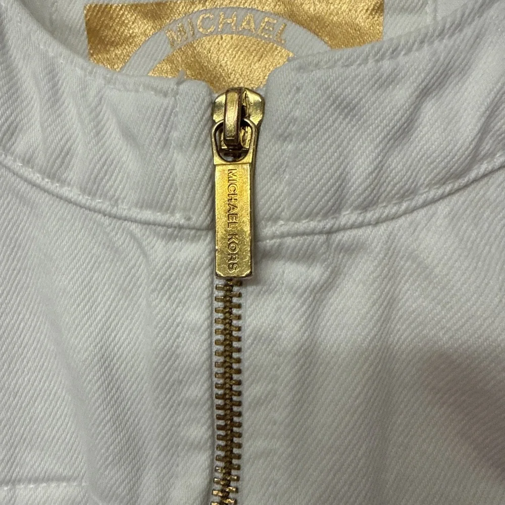 MICHAEL KORS WOMEN'S LONG SLEEVE DENIM WHITE JEAN JACKET SIZE M